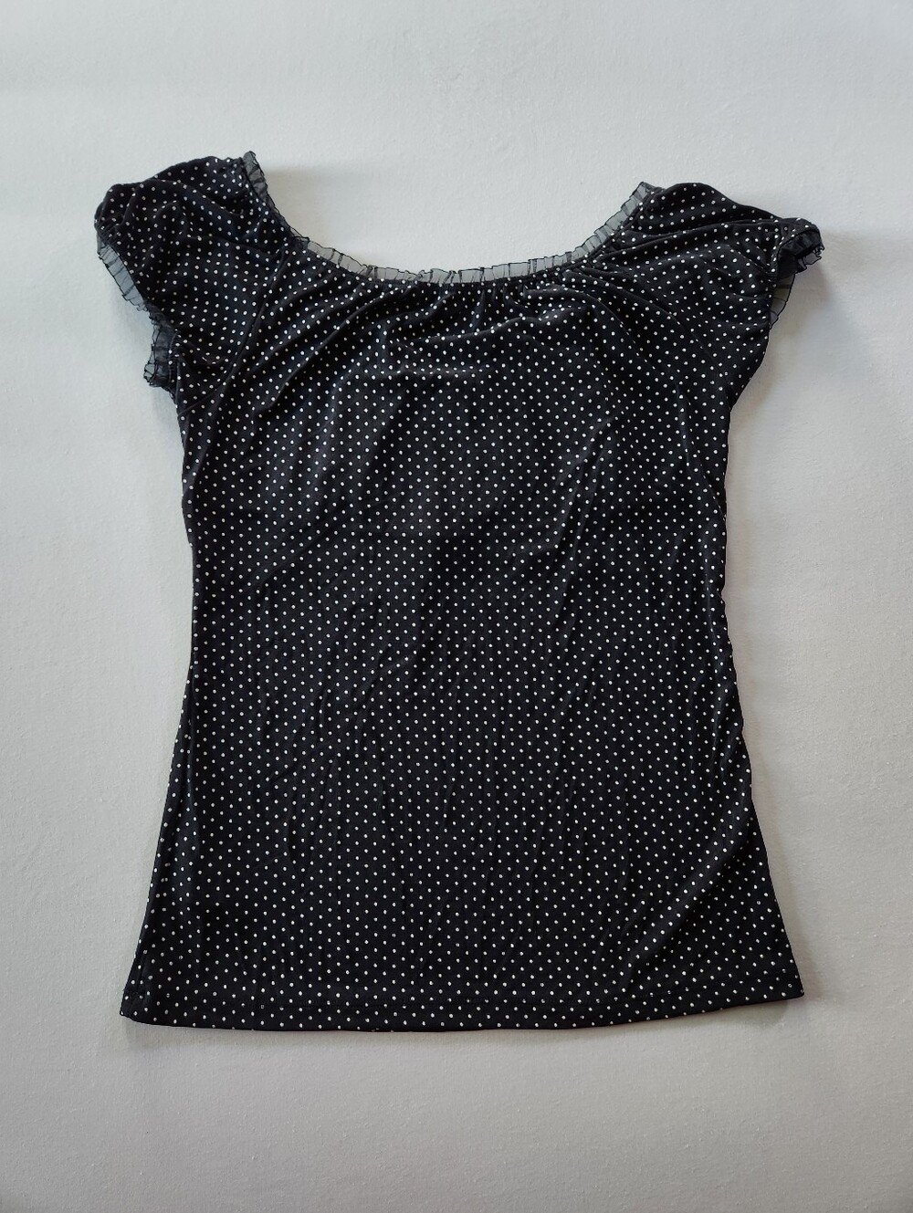 2010s Polka Dot Babydoll Milkmaid Top Sz L - Picture 4 of 7